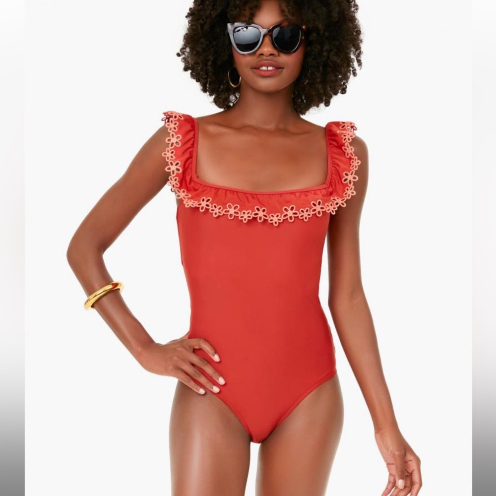 Ephemera Clay Broderie Flounce One Piece, Size US 6